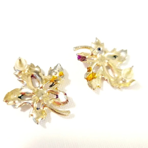 Rainbow Leaf Post Back Earrings - Picture 4 of 6